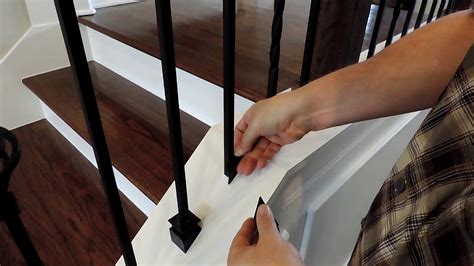 The top part of the skirt you see in your pictures will need to be removed and replaced with an oak (your wood choice) grooved <b>baluster</b> receiver piece. . Installing balusters on an angle